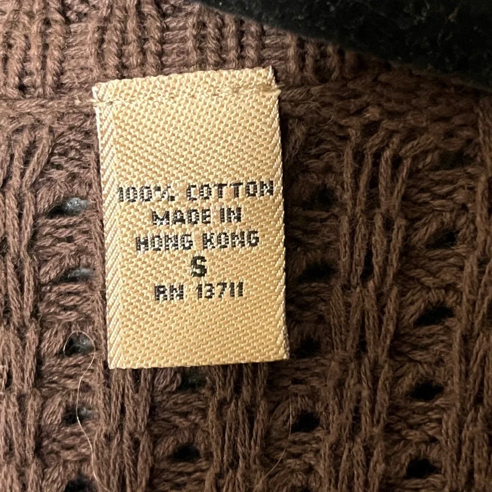 Vtg Y2K Brown Cropped Bolero Shrug‎ Cardigan Sweater S 90s Forest Fairy Grunge